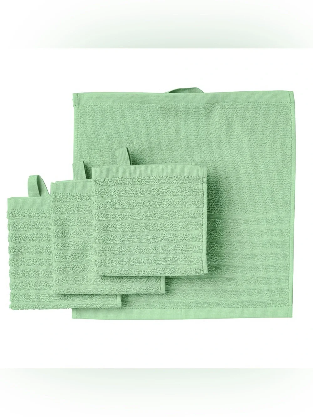 VÅGSJÖN Set of 16 Washcloths - Green, Blue, Gray and Beige